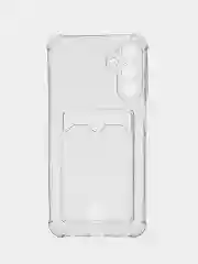 Тёмно-серый чехол для Samsung Galaxy S24 FE (Самсунг Галакси С24 ФЕ), с карманом для карт, прозрачный