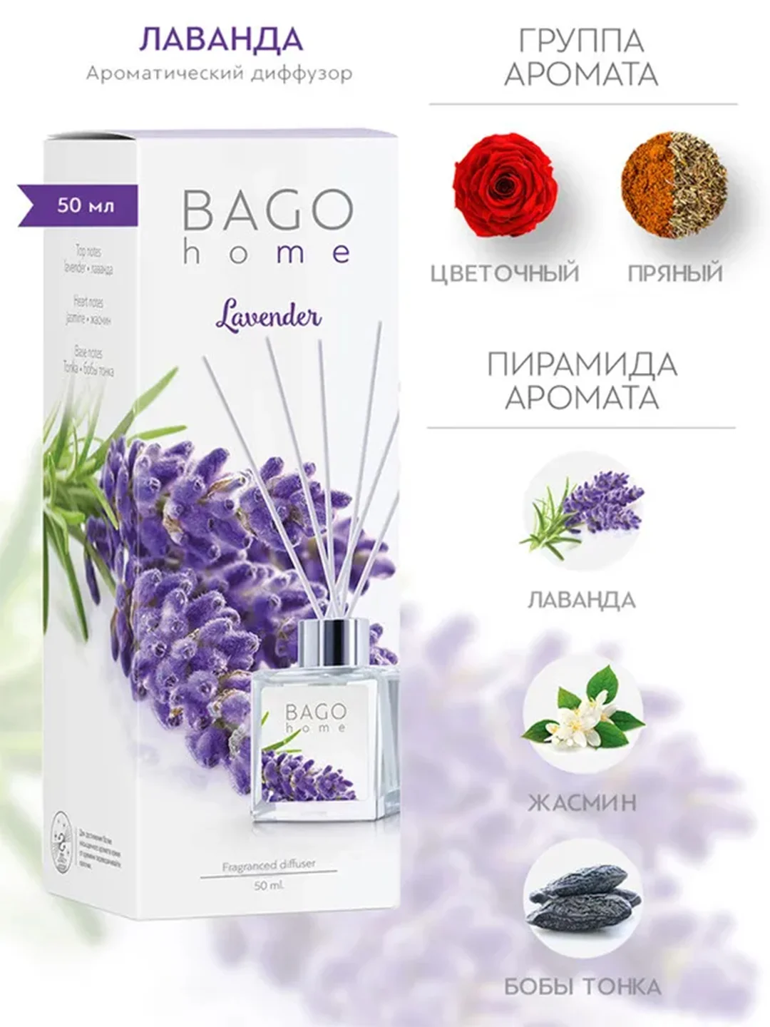 Ароматический мини-диффузор Лаванда 50 мл