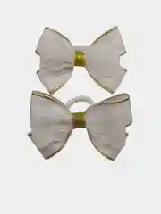 Белый бантик для волос на резинке