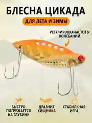Оранжевый блесна Цикада зимняя и летняя, раттлин виб балансир
