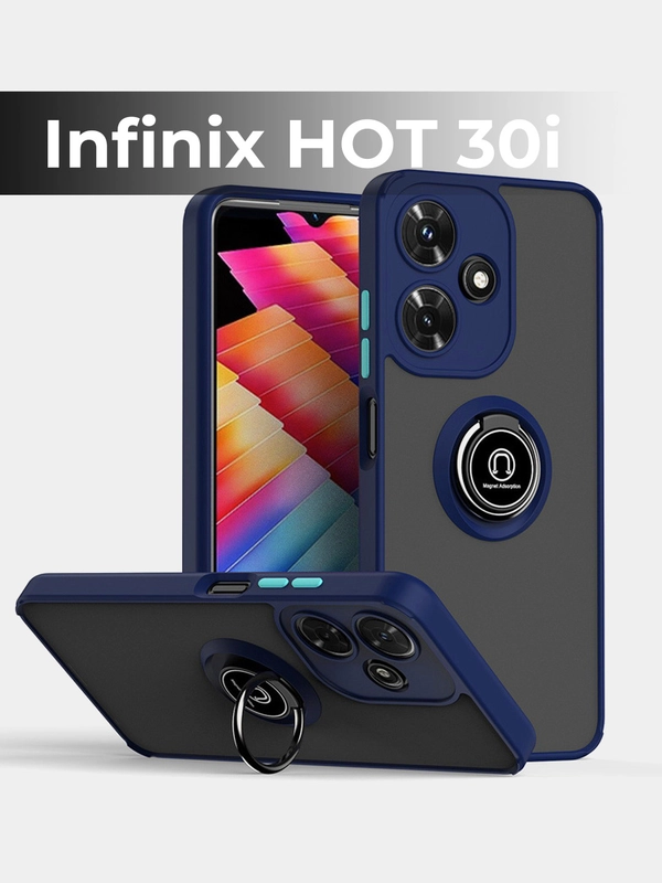 Чехол противоударный Infinix HOT 30i (Хот 30и), с металлической подставкой кольцом