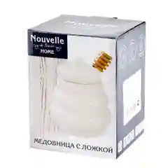 Медовница с ложкой "Naturel" 10*10*12см. v=380мл. (подарочная упаковка)
