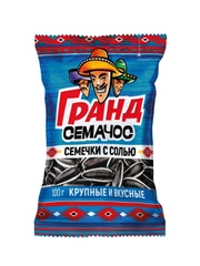 Семечки "Гранд Семачос" ПОЛОСАТЫЕ с солью 100 гр 1/30 шт