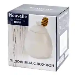 Медовница с ложкой "Naturel" 10*10*13см. v=500мл. (подарочная упаковка)