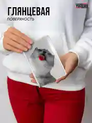 Серый меланж обложка на паспорт с принтом
