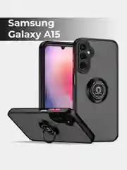 Чехол противоударный Samsung Galaxy A15 (Гелакси А15), с металлической подставкой кольцом