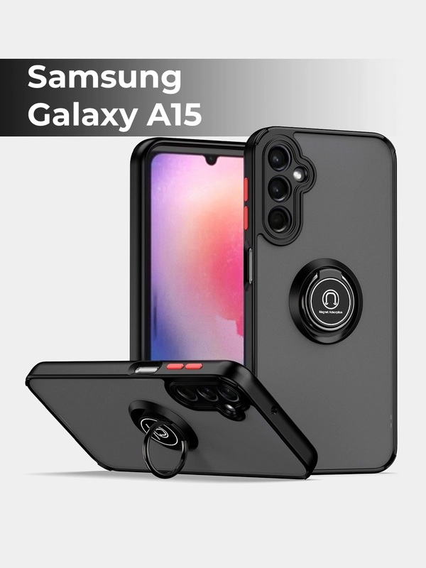 Чехол противоударный Samsung Galaxy A15 (Гелакси А15), с металлической подставкой кольцом