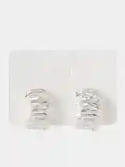 Серебряный женские серьги объемные, Серьги бижутерия серебро, серьги-гвоздики, серьги мятый металл