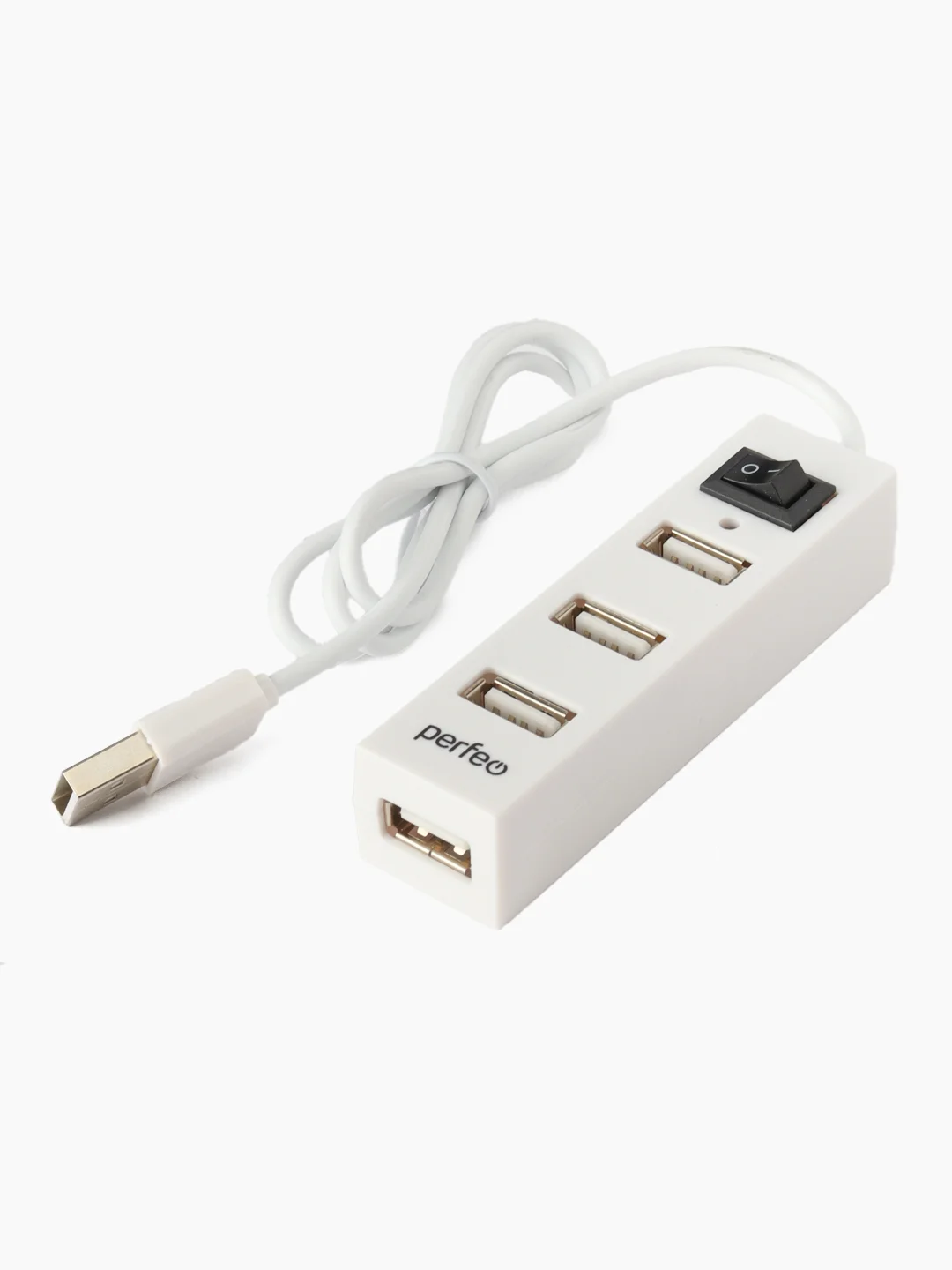 Белый разветвитель хаб USB-HUB Perfeo 4 Port, (PF-H045)