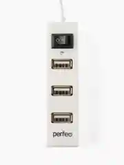 Белый разветвитель хаб USB-HUB Perfeo 4 Port, (PF-H045)