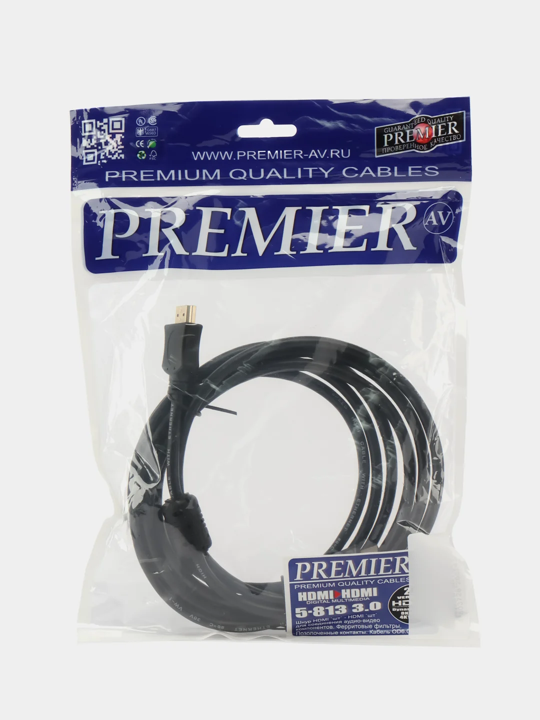 Шнур HDMI 5-813 PREMIER Plastic-Gold