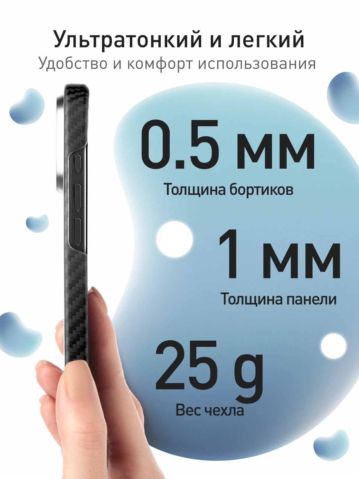 Черный карбоновый чехол MagSafe для iPhone 16 Pro кевларовый противоударный ROSCO тонкий защитный