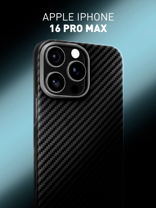 Карбоновый чехол MagSafe для iPhone 16 Pro Max кевларовый противоударный ROSCO тонкий