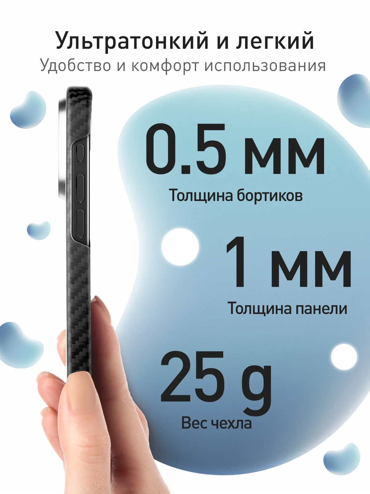 Черный карбоновый чехол MagSafe для iPhone 16 Pro Max кевларовый противоударный ROSCO тонкий