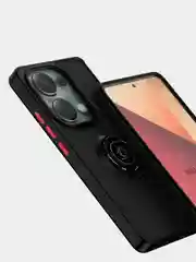 Черный чехол Xiaomi Redmi Note 13 Pro 4G / Poco M6 Pro 4G, противоударный подставкой кольцом
