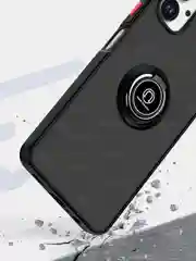 Черный чехол противоударный Samsung Galaxy A06, с металлической подставкой кольцом