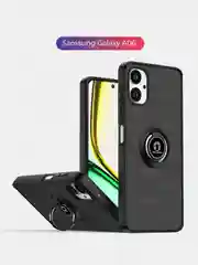 Черный чехол противоударный Samsung Galaxy A06, с металлической подставкой кольцом