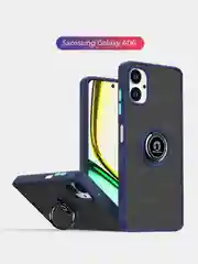 Синий чехол противоударный Samsung Galaxy A06, с металлической подставкой кольцом