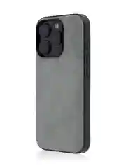 Серый люксовый чехол для Apple iPhone 16 Pro алькантара Rosco замшевый с силиконовой окантовкой