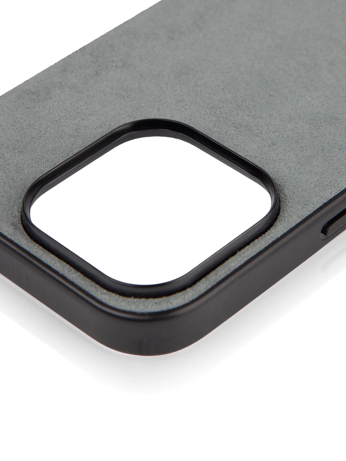 Серый люксовый чехол для Apple iPhone 16 Pro алькантара Rosco замшевый с силиконовой окантовкой