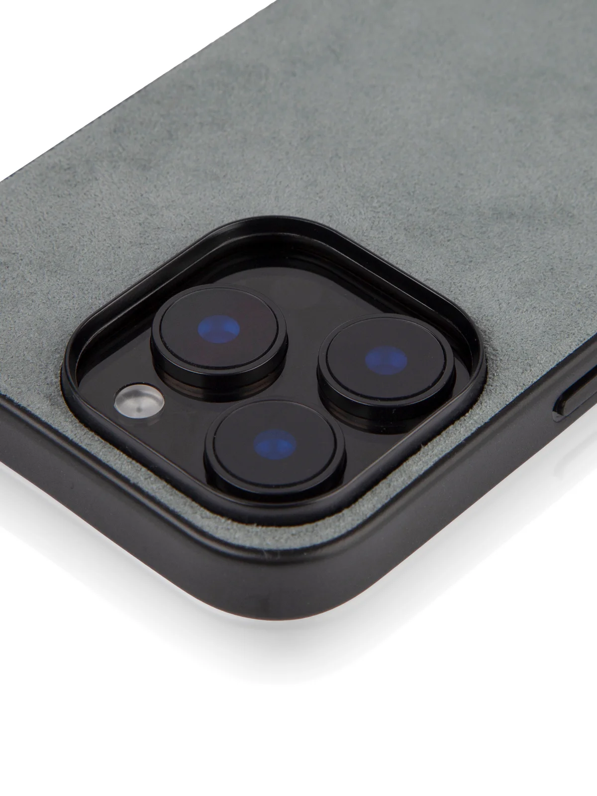 Серый люксовый чехол для Apple iPhone 16 Pro алькантара Rosco замшевый с силиконовой окантовкой