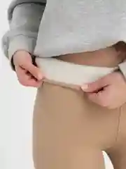 Бежевый лосины в рубчик, утепленные, женские