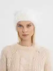 Белый шапка с ушками зимняя, женская, 44-56