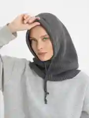 Бордовый капор женский, вязаный капюшон