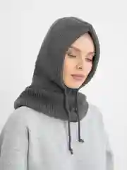 Бордовый капор женский, вязаный капюшон