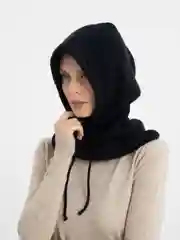 Черный капор женский, вязаный капюшон