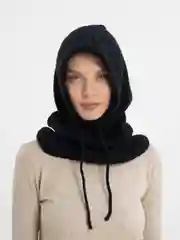 Черный капор женский, вязаный капюшон