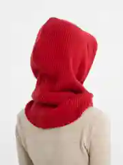 Бордовый капор женский, вязаный капюшон
