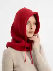 Бордовый капор женский, вязаный капюшон