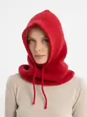 Бордовый капор женский, вязаный капюшон