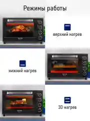 Черный духовой шкаф STINGRAY ST-EO105A (35 литров, шашлычница + вертел + конвекция) черный/сталь