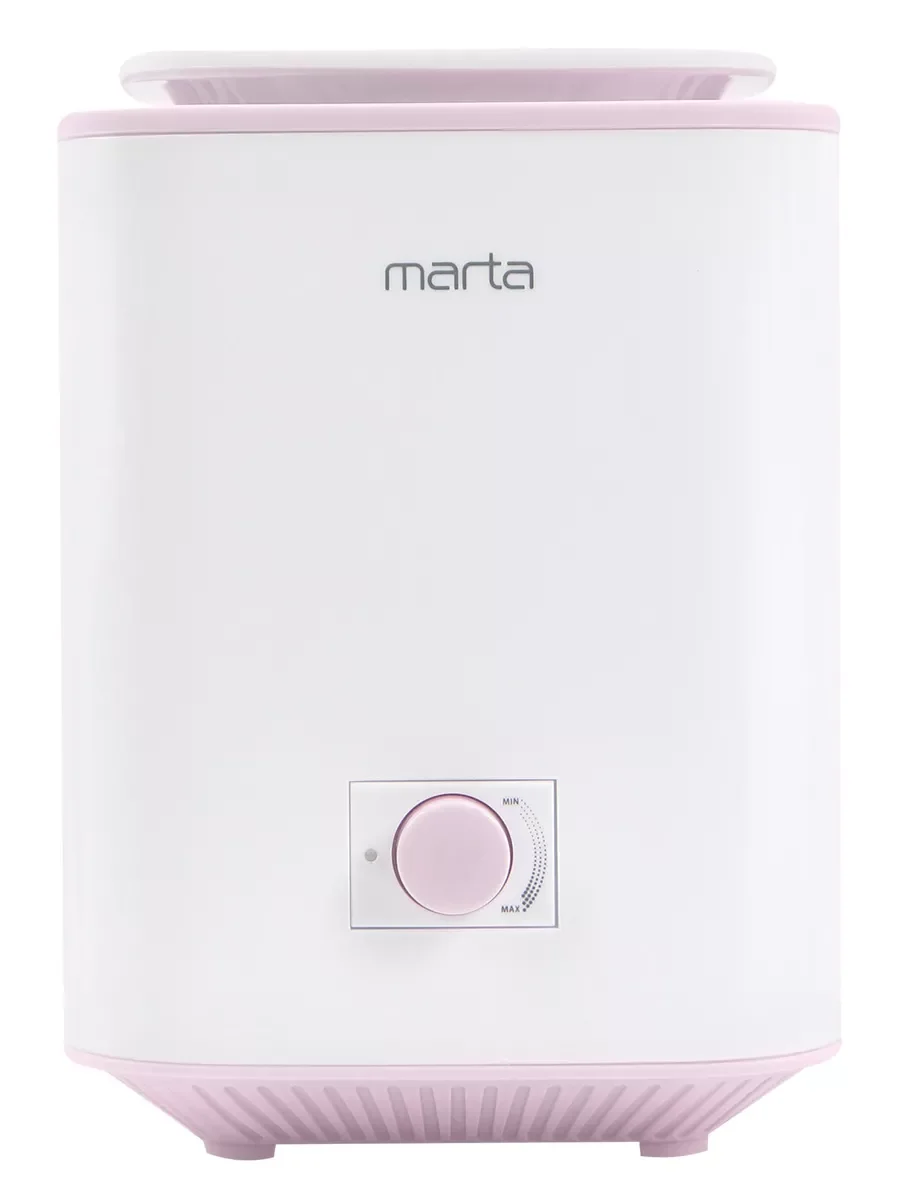 Белый увлажнитель воздуха для дома MARTA MT-HF4707A с УФ лампой, белый/розовый