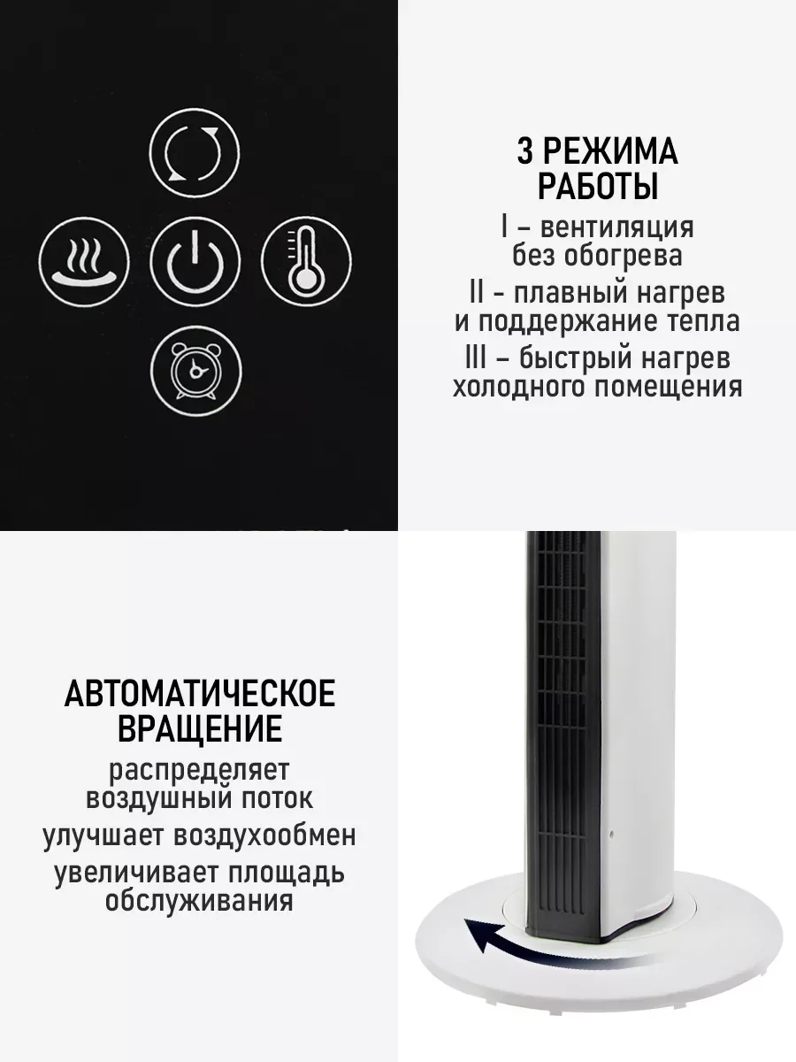 Белый тепловентилятор OBSIDIAN BS-FH2052A белый/черный