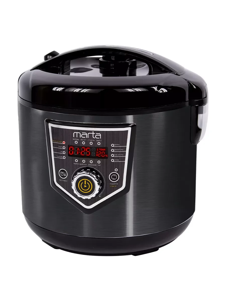 Черный мультиварка MARTA MT-MC4336B /1000W/ толстостенная чаша 5л/ черный/черный