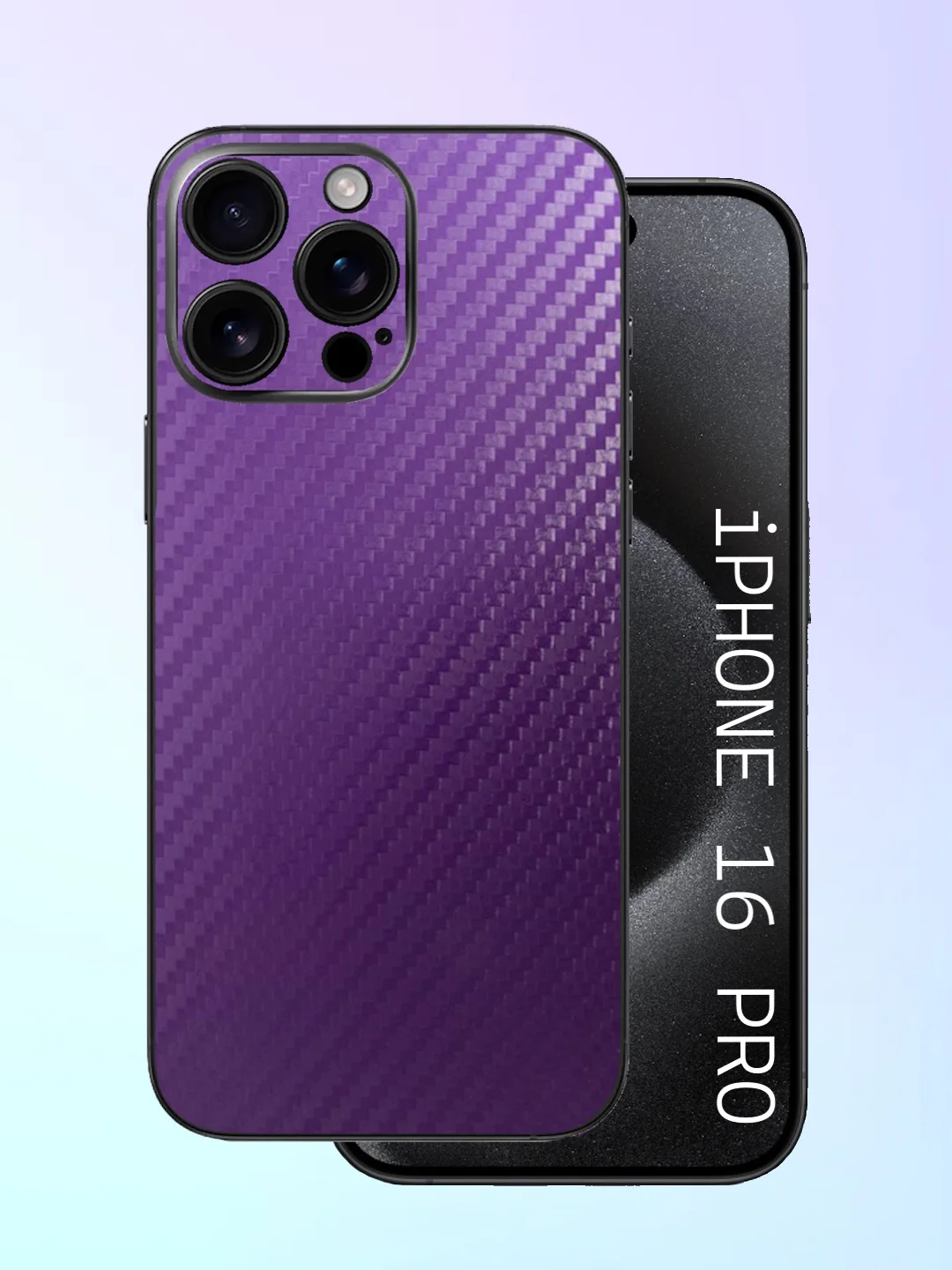 Фиолетовый защитная пленка на iPhone 16 Pro под карбон на заднюю часть,под кожу, на зад, назад