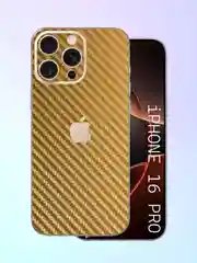 Золотой защитная пленка на iPhone 16 Pro под карбон на заднюю часть,под кожу, на зад, назад