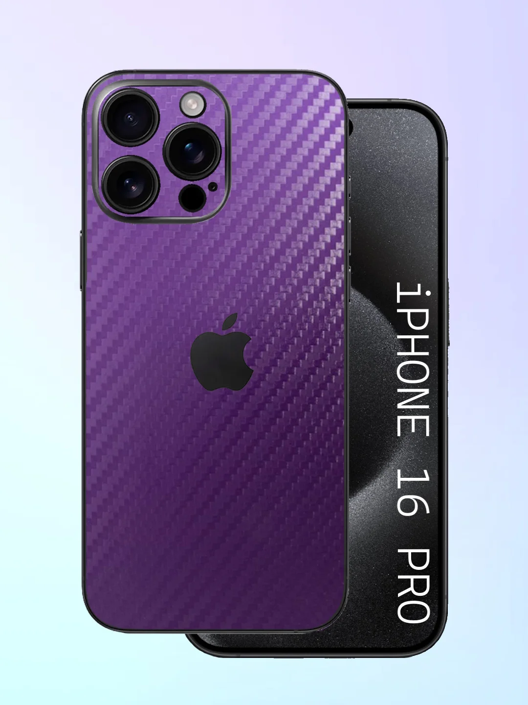 Фиолетовый защитная пленка на iPhone 16 Pro под карбон на заднюю часть,под кожу, на зад, назад