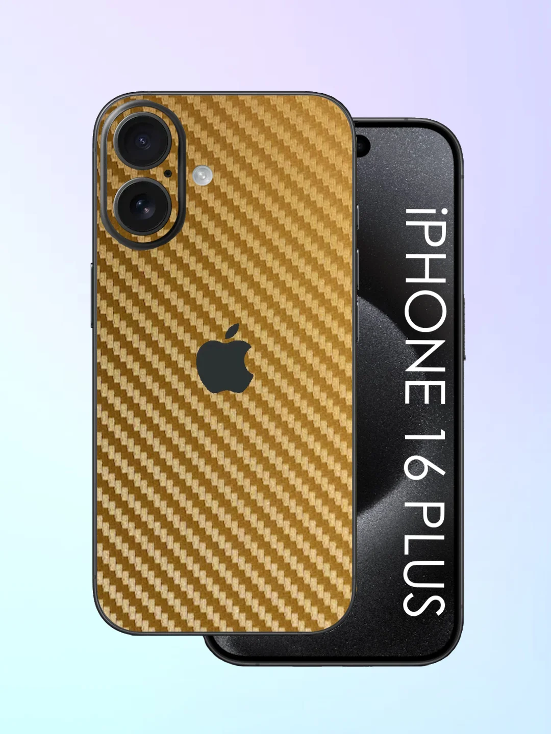 Золотой защитная пленка на iPhone 16 Plus под карбон на заднюю часть,под кожу, на зад, назад
