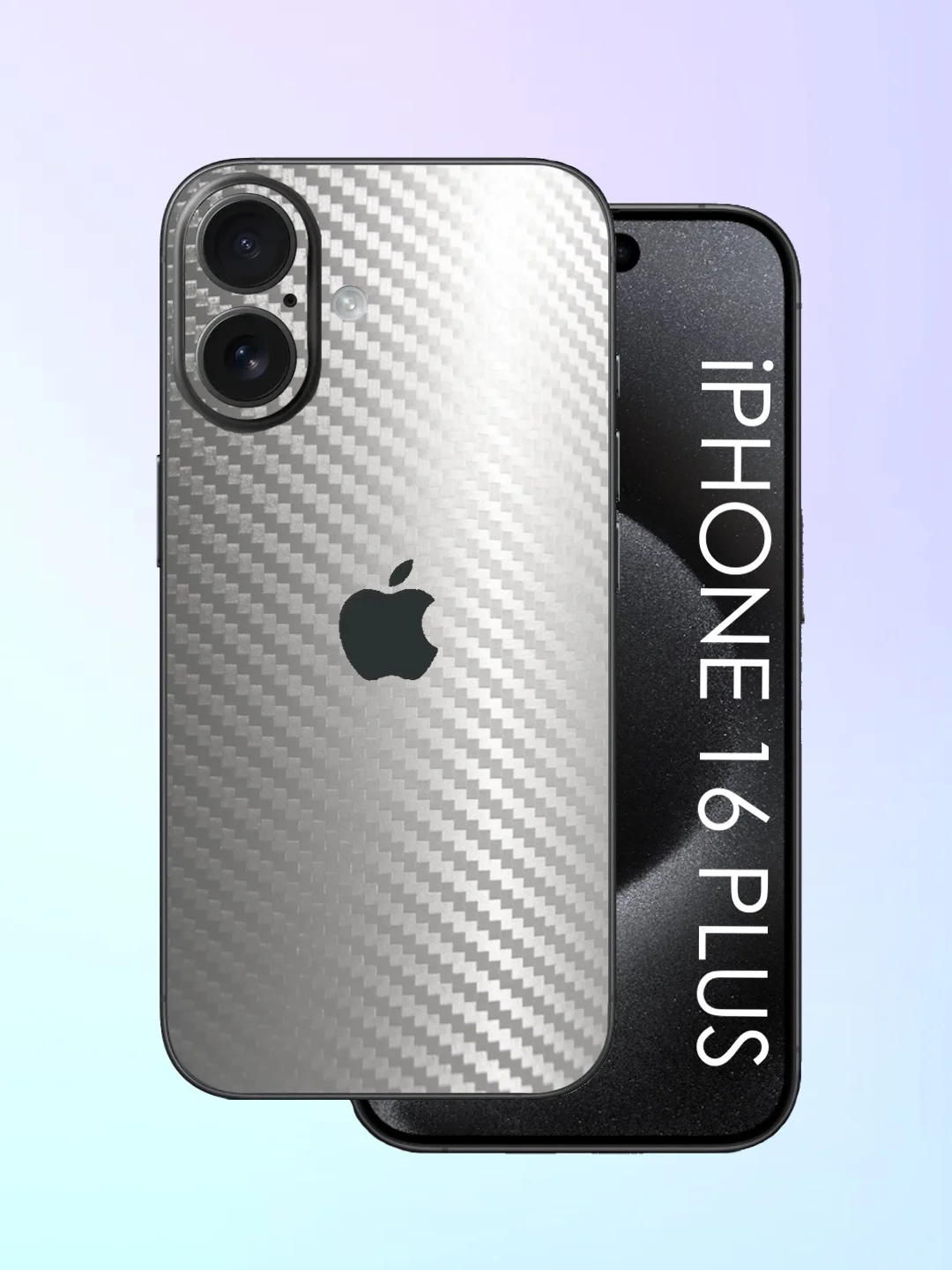 Серебряный защитная пленка на iPhone 16 Plus под карбон на заднюю часть,под кожу, на зад, назад
