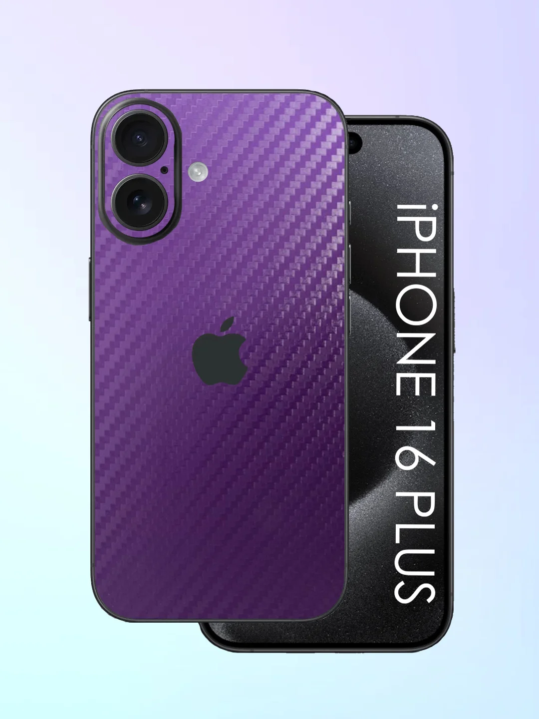 Фиолетовый защитная пленка на iPhone 16 Plus под карбон на заднюю часть,под кожу, на зад, назад