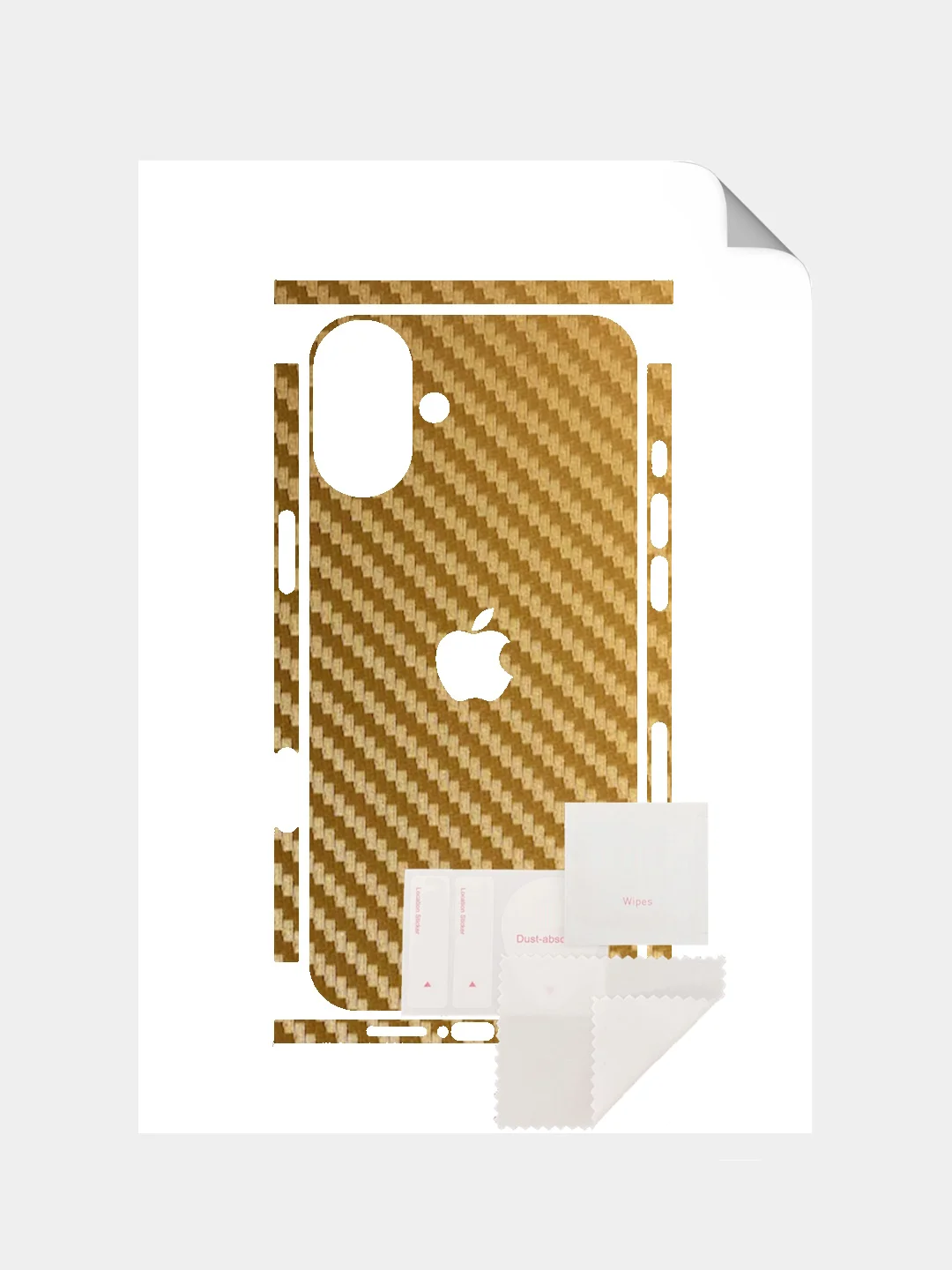 Золотой защитная пленка на iPhone 16 под карбон на заднюю часть,под кожу, на зад, назад