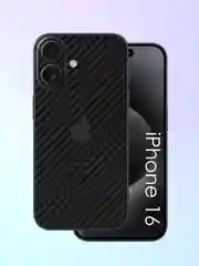 Черный защитная пленка на iPhone 16 под карбон на заднюю часть,под кожу, на зад, назад