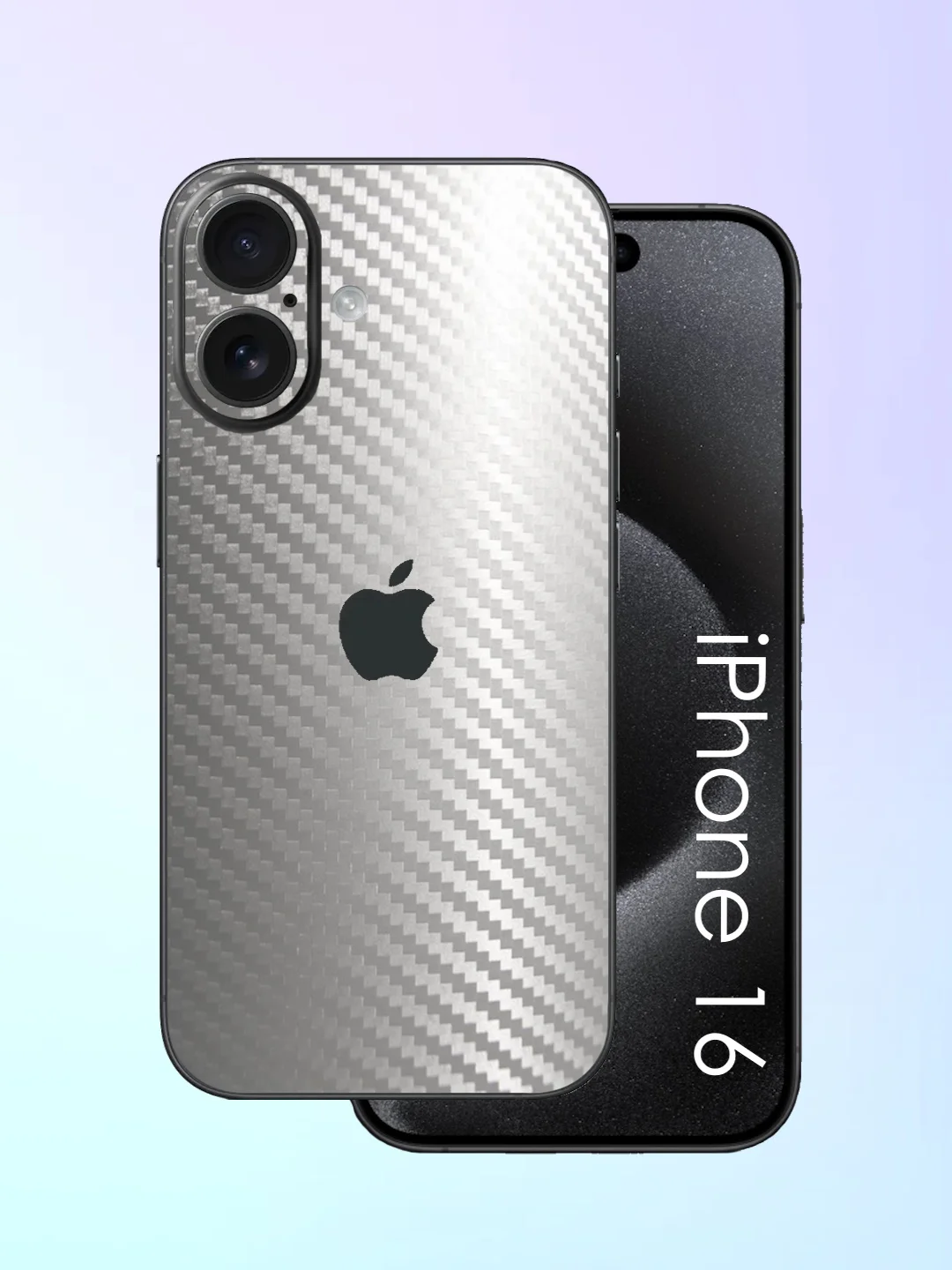 Серебряный защитная пленка на iPhone 16 под карбон на заднюю часть,под кожу, на зад, назад