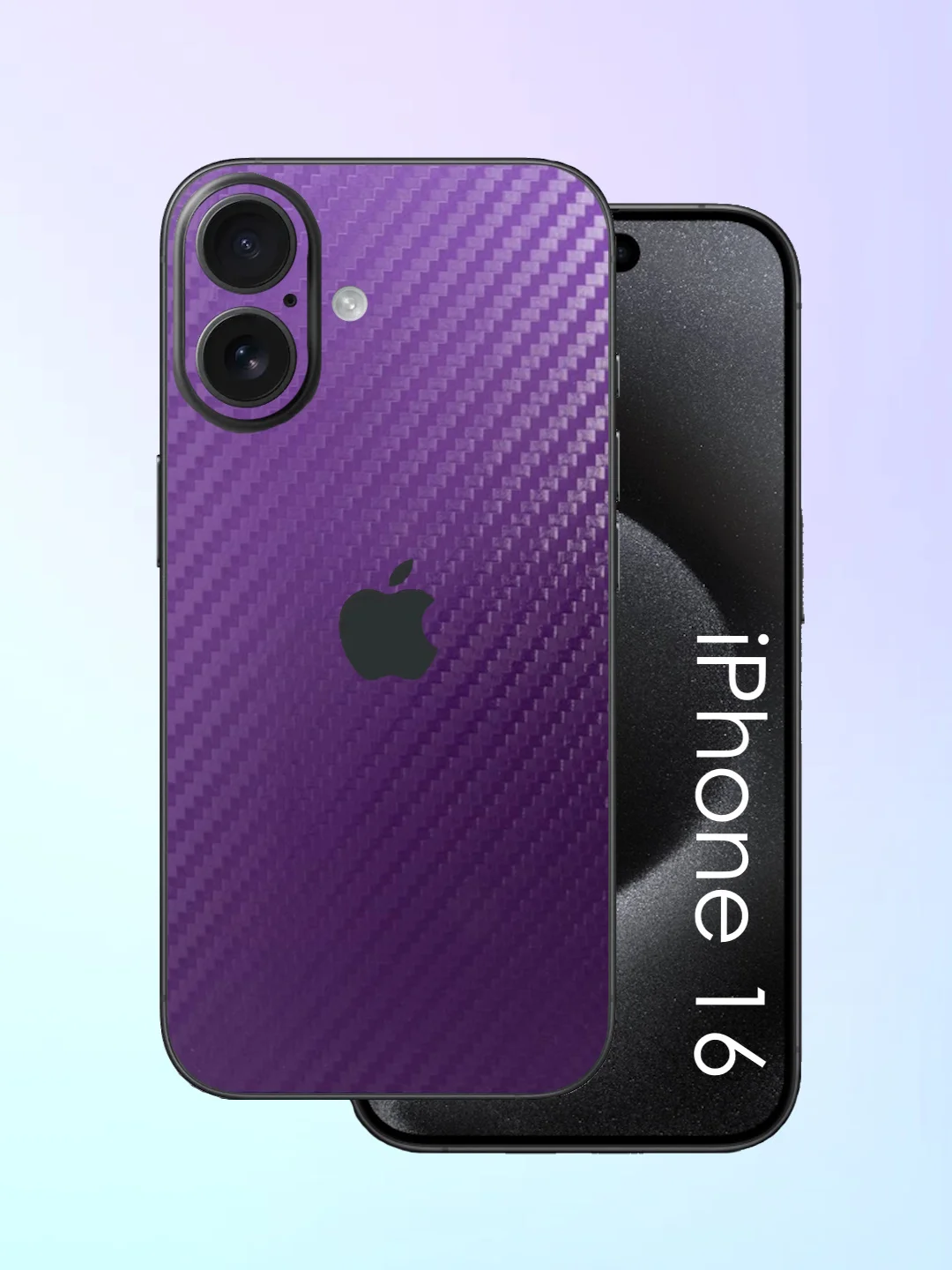 Фиолетовый защитная пленка на iPhone 16 под карбон на заднюю часть,под кожу, на зад, назад