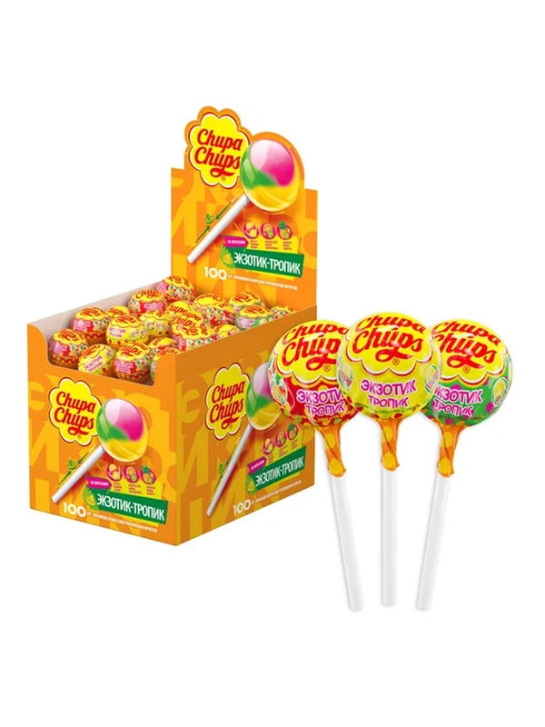 CHUPA CHUPS Леденец Экзотик-Тропик 100 шт 12г (шоубокс)