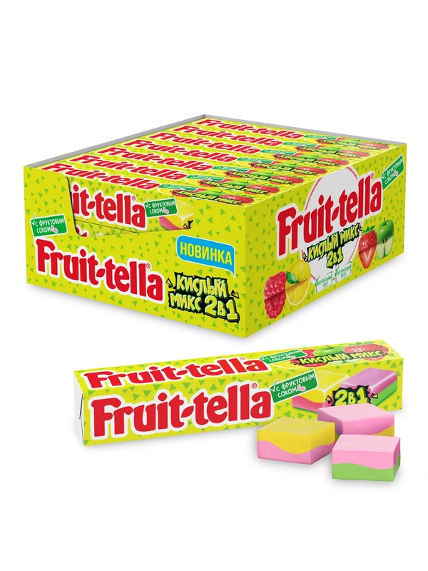 FRUITTELLA Конфета жевательная Кислый микс 21 шт по 41г (шоубокс)